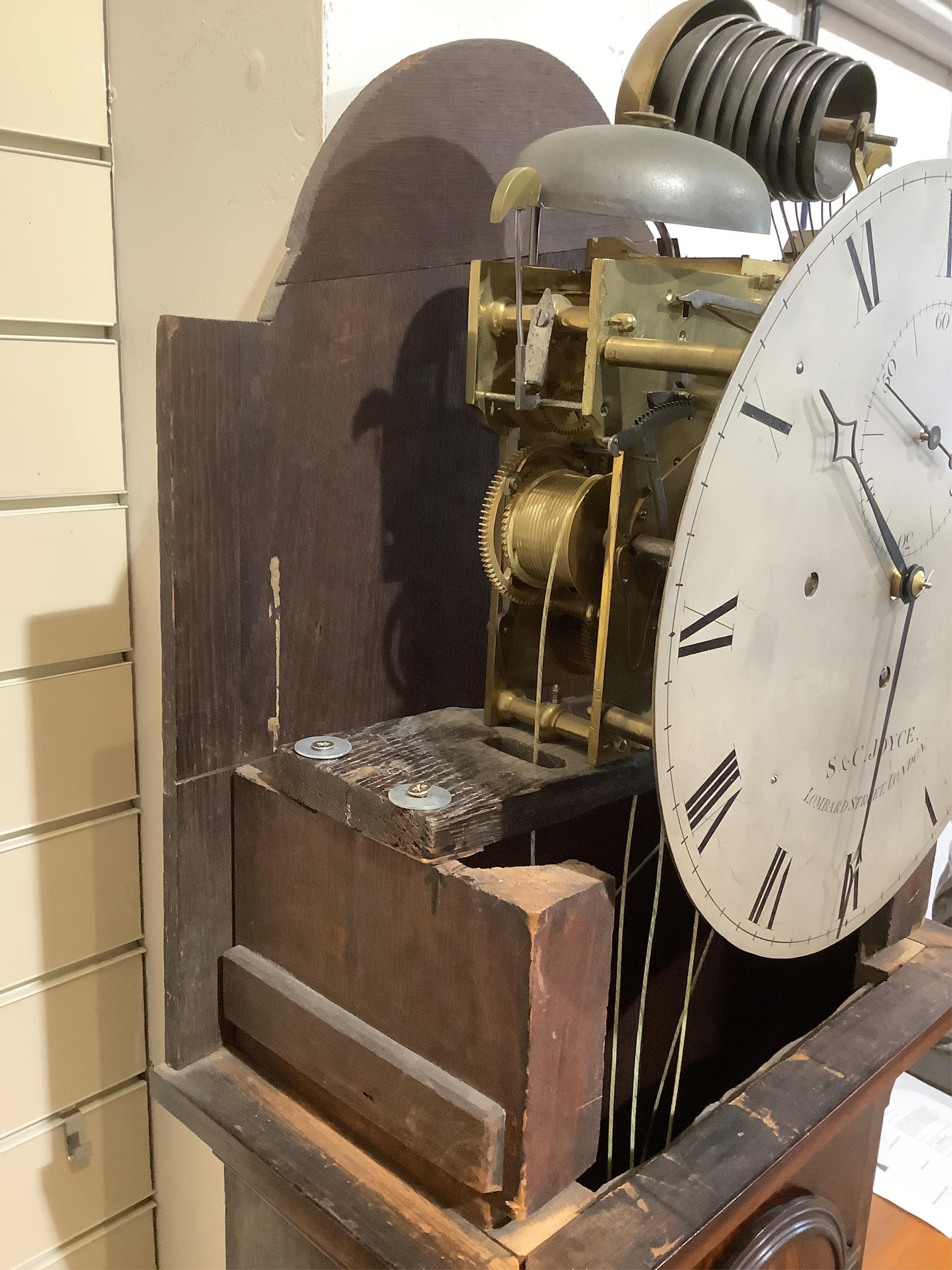 A George III mahogany and brass mounted longcase regulator by S & C Joyce, Lombard Street, London